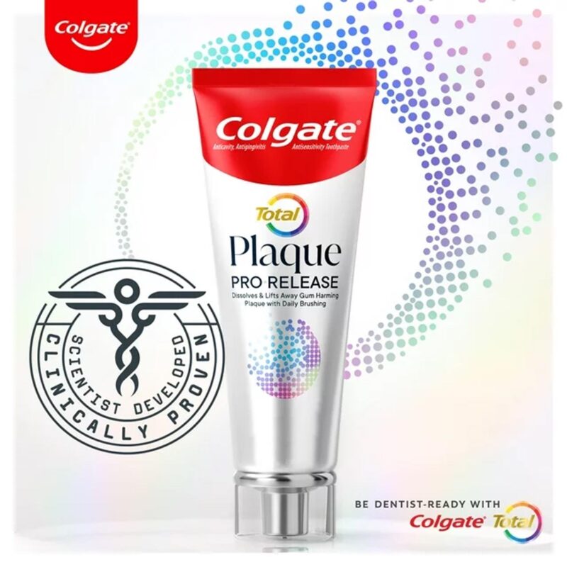 Colgate Total Plaque Pro Release Whitening Toothpaste, 3 Oz Tube - Image 2
